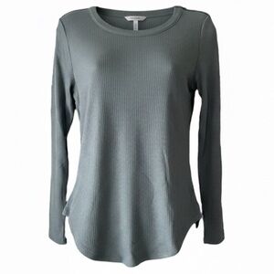 Chaser Ribbed Thermal Tunic Scoop Neck Small Gray Blue